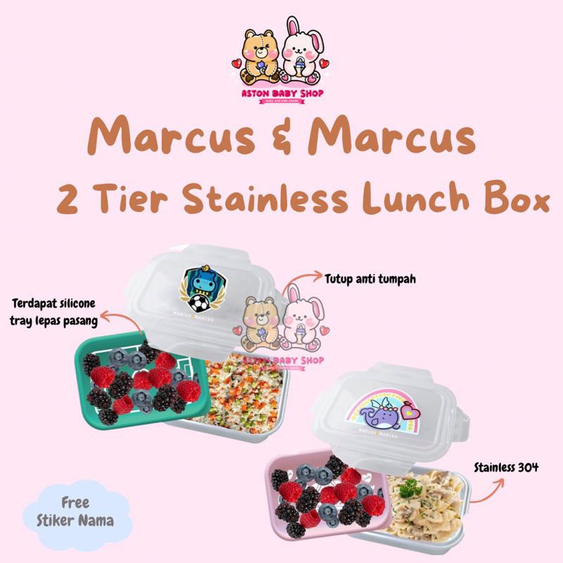 Marcus &amp; Marcus 2 Tier Stainless Steel Lunch Box Kotak Bekal Kotak Makan Anak