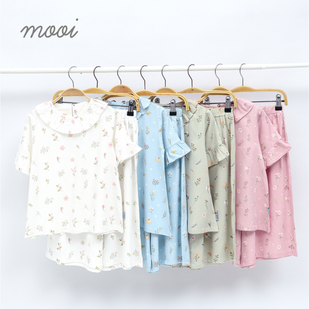 Mooi 1-10 Tahun PREMIUM Quality La Fleur Mazna Tunik Setelan Ruffle Bunga Anak Perempuan Atasan + Kulot Raya / Lebaran / Pakaian Muslim CBKS