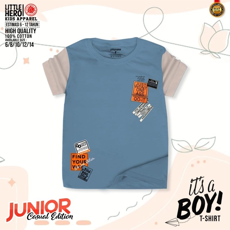 Kaos Anak Laki Laki Remaja Distro Casual Little Hero 5 6 7 8 9 10 11 12 Tahun