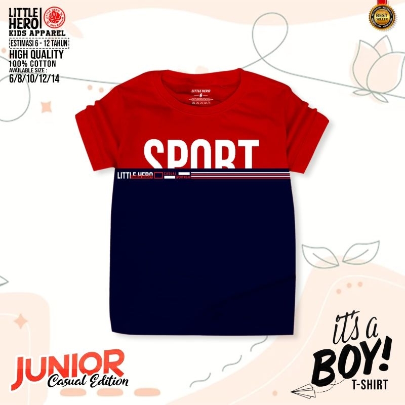 Kaos Anak Laki Laki Remaja Distro Casual Little Hero 5 6 7 8 9 10 11 12 Tahun