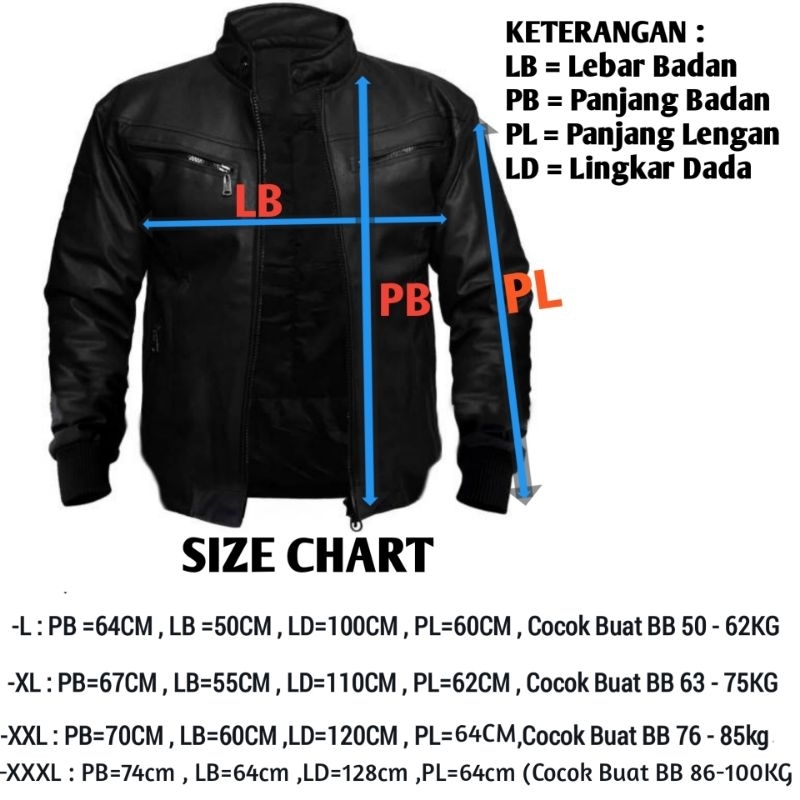 Jaket Kulit Jumbo Big size Bomber Pria XXL - XXXL Premium Jacket Semi kulit  Motor Anti Air Waterproof Keren Oversize  Distro Bikers Hitam Coffee Tebal Touring