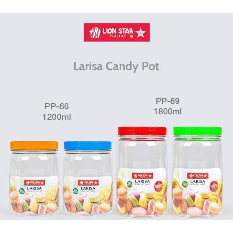 Lion Star Larisa Candy Pot 1800 ML Toples Kue Bening Kristal