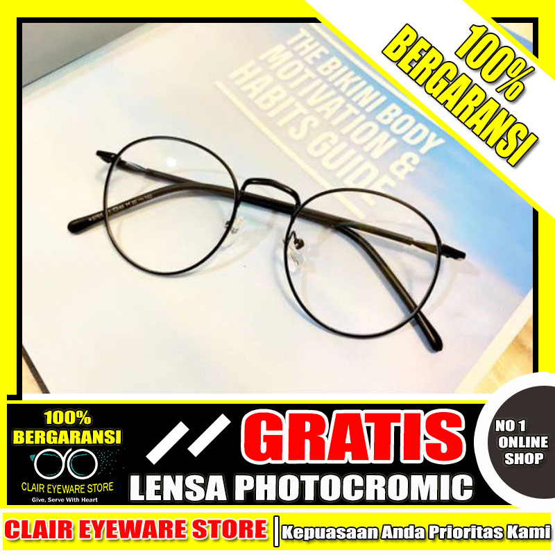 Clair Eyeware CO 68 Optik Melawai Kacamata Metal Ringan Vintage Minus Silinder Plus Radiasi Photocro