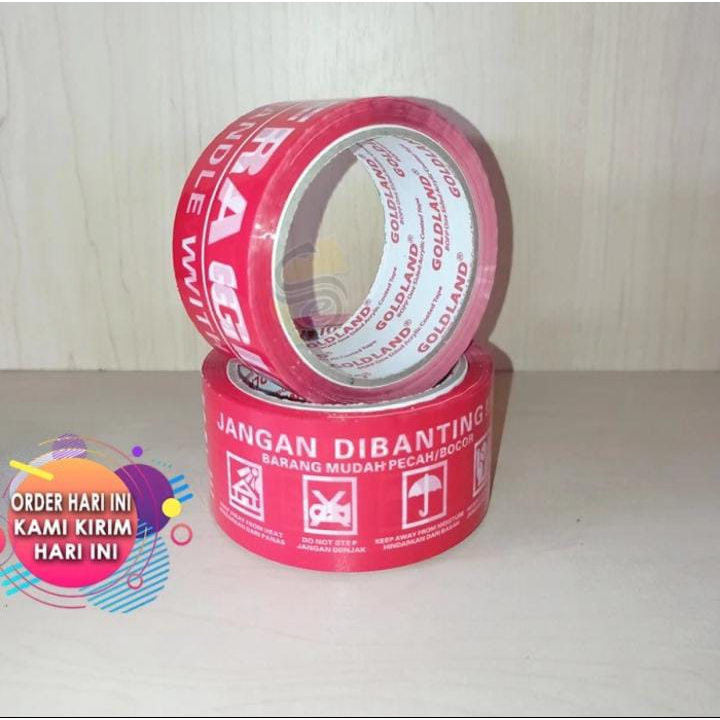 

LAKBAN GOLDLAND FRAGILE MERAH 48MM X 72 YARD DUS