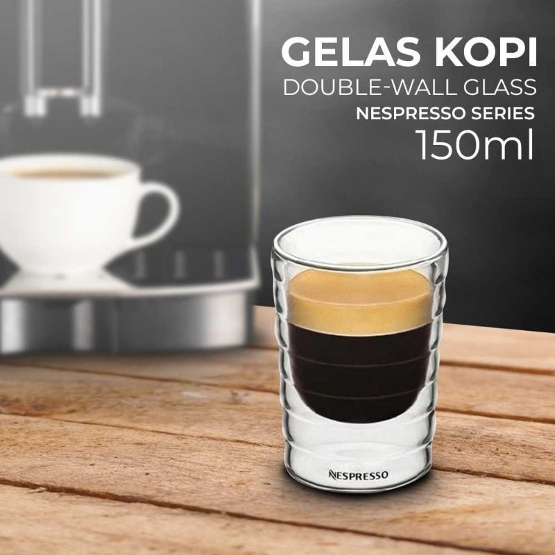 Aldismala Gelas Kopi Double Wall Glass Nespresso Series 150ml