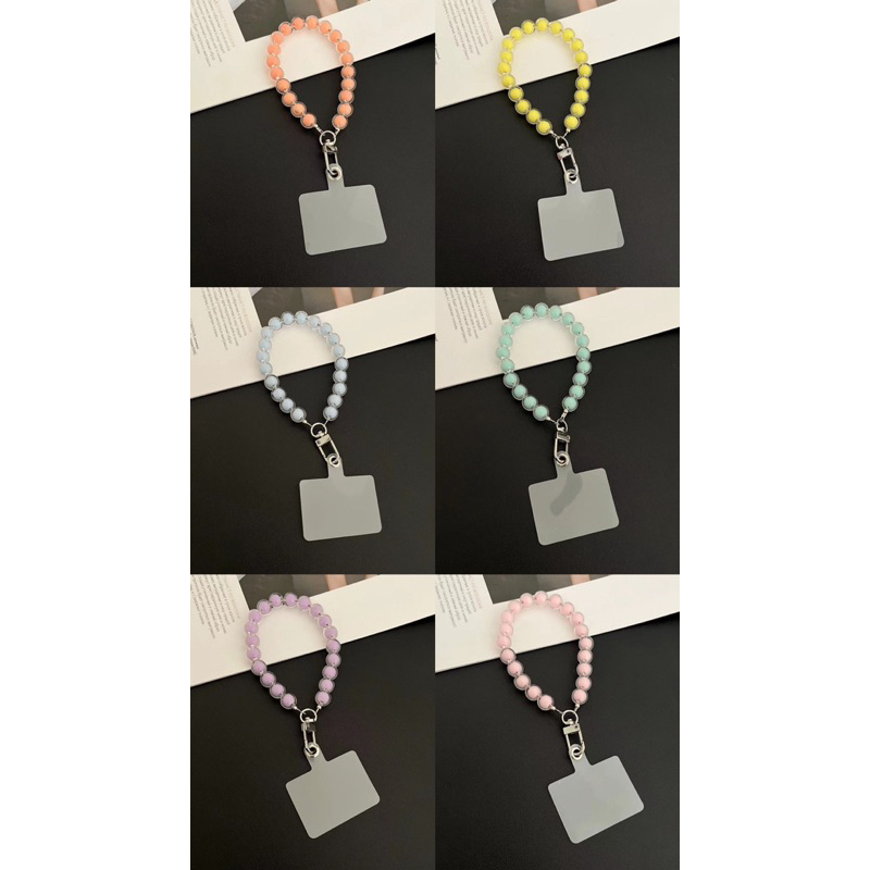 Tali Gantungan HP Phone Holder Lanyard Mutiara Korean Style Colorful Pearls (BISA LEPAS PASANG)
