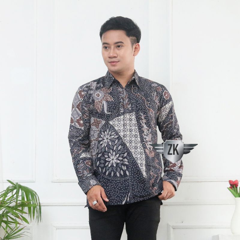 ￼NEW ARRIVAL DISTRO KEMEJA  BATIK PRIA LENGAN PANJANG BORDIR SOGAN HRB026 BATIK JAYA STORE