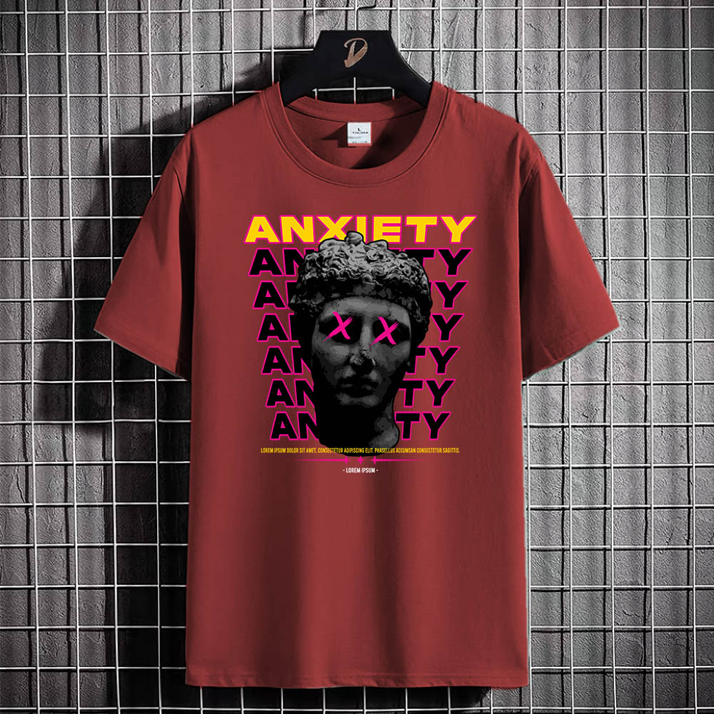 Kaos Tshirt Pria Baju Anxiety Distro Basic Lengan Pendek Cowok Kasual DTF