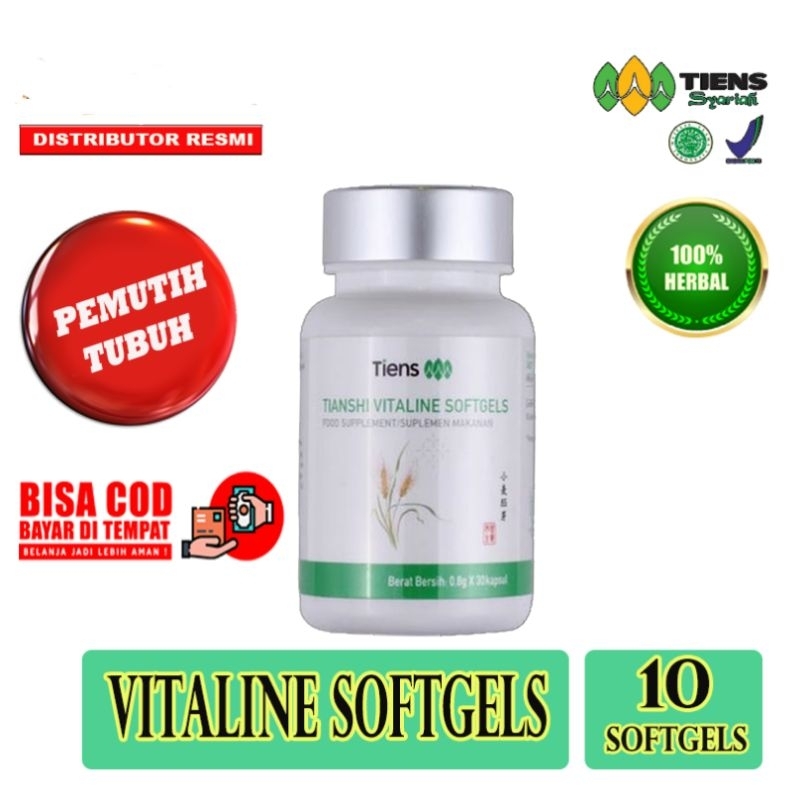 Vitaline sofgels tiens pemutih badan / obat pemutih badan tiens alami