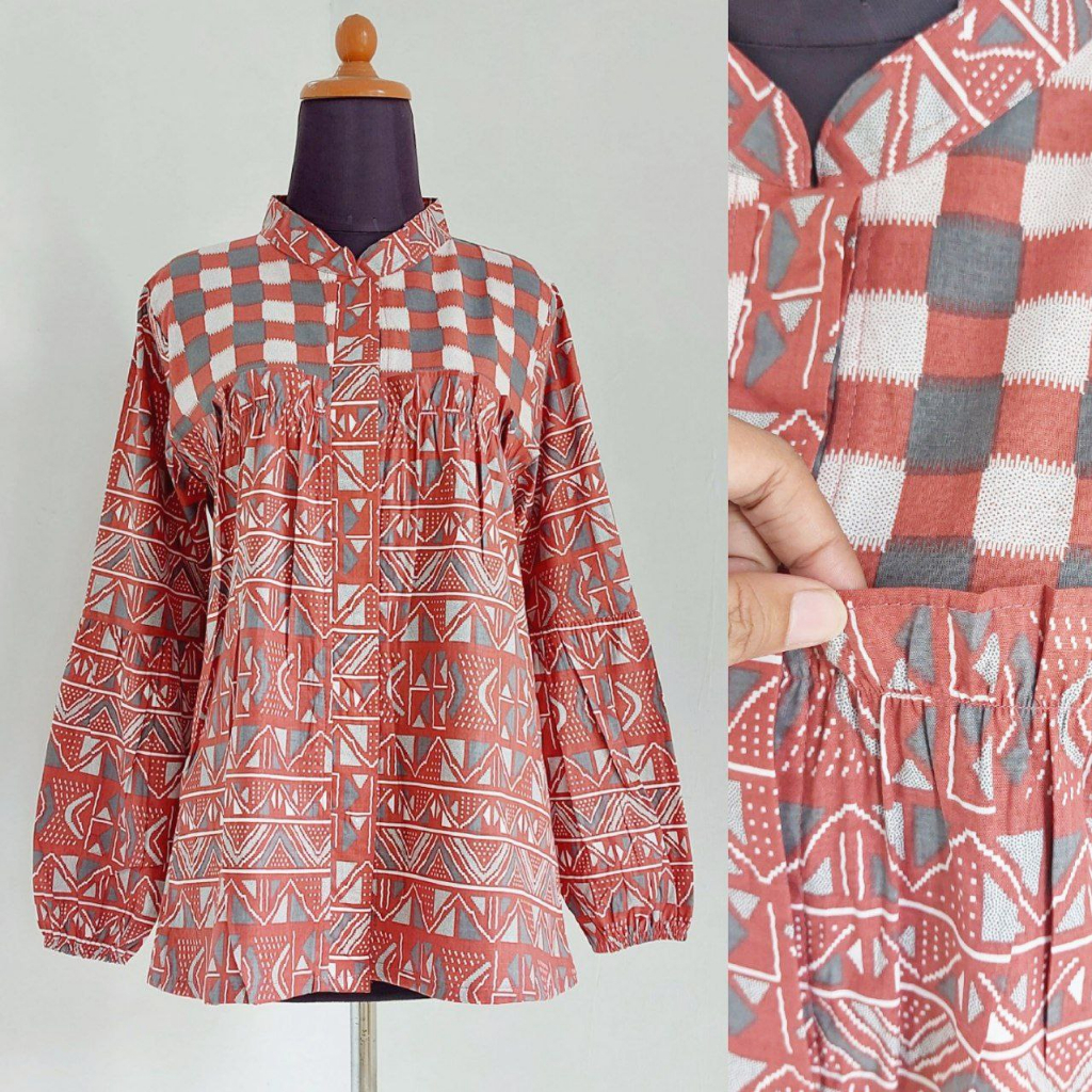 Batik Alina Baju Batik Wanita Modern Atasan Blouse Batik Kerja Kantor Wanita