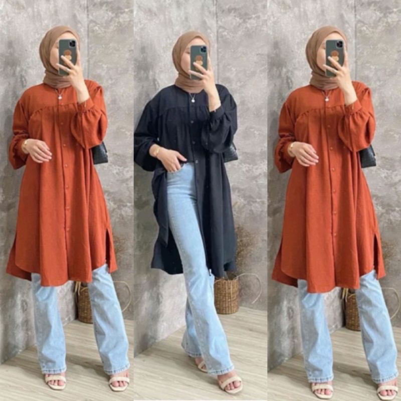 LONGDRES TUNIK OVERSIZE CRINKLE AIRFLOW BUSUI FUL KANCING WHUDU FRENDELY