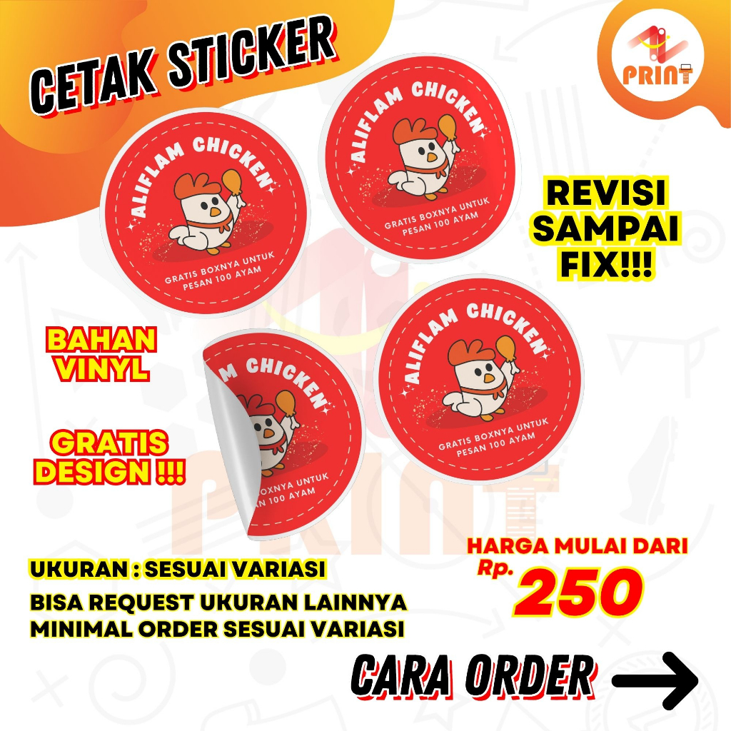 

CETAK STICKER VYNIL MURAH | STICKER BULAT | GRATIS DESIGN!
