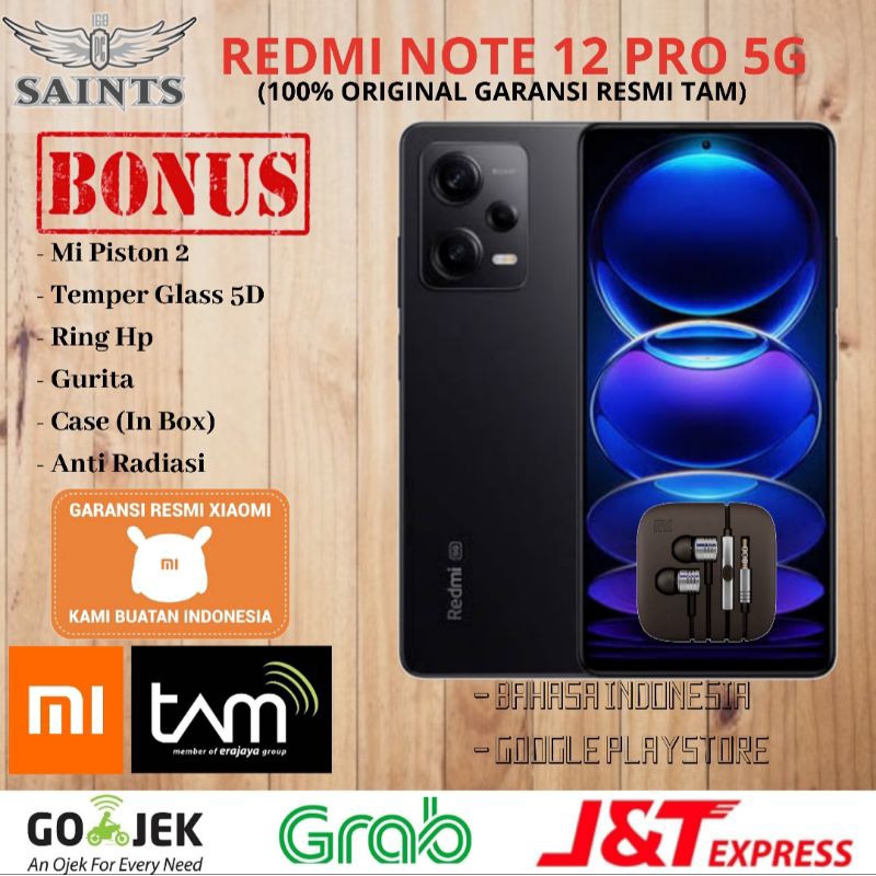 Xiaomi Redmi Note 12 Pro 5G NFC TAM 8/256GB Ram 8GB Internal 256GB - Garansi Resmi Xiaomi 15 Bulan