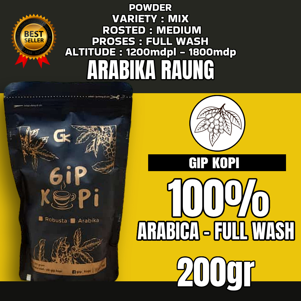 

( GIP KOPI ) - Kopi Arabika Raung - FULL WASH / Bubuk 200gr - Kopi Original Arabika Gunung Raung