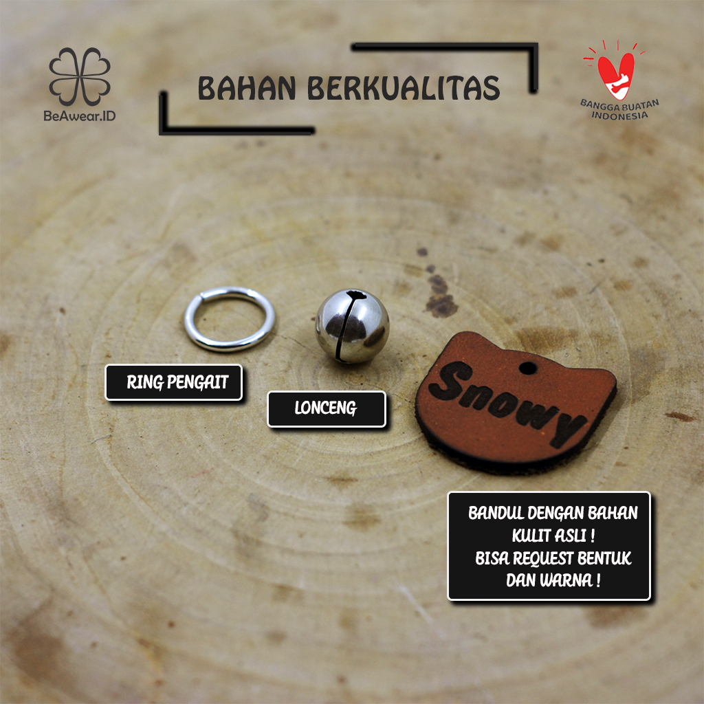 liontin kalung kucing anjing kelinci custom gratis ukiran nama kulit