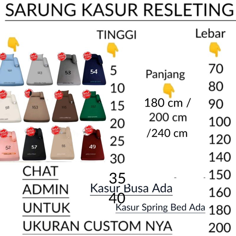 PROMO SARUNG KASUR BUSA DAN SPRING BED/ SEPREI MODEL RESLETING SEMUA UKURAN ADA ( CUSTOM UKURAN ) no