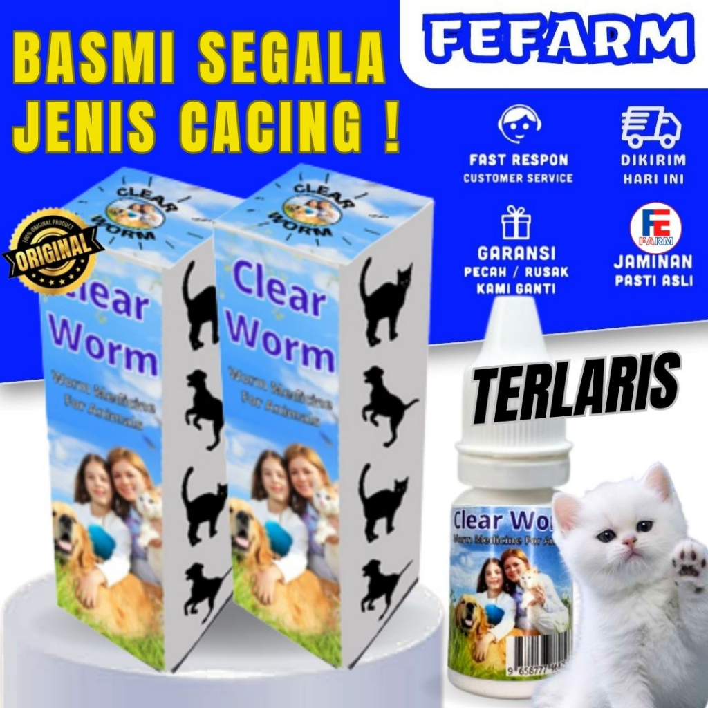 Obat Cacing CLEAR WORM Spektrum Luas Ampuh ORIGINAL FEFARM