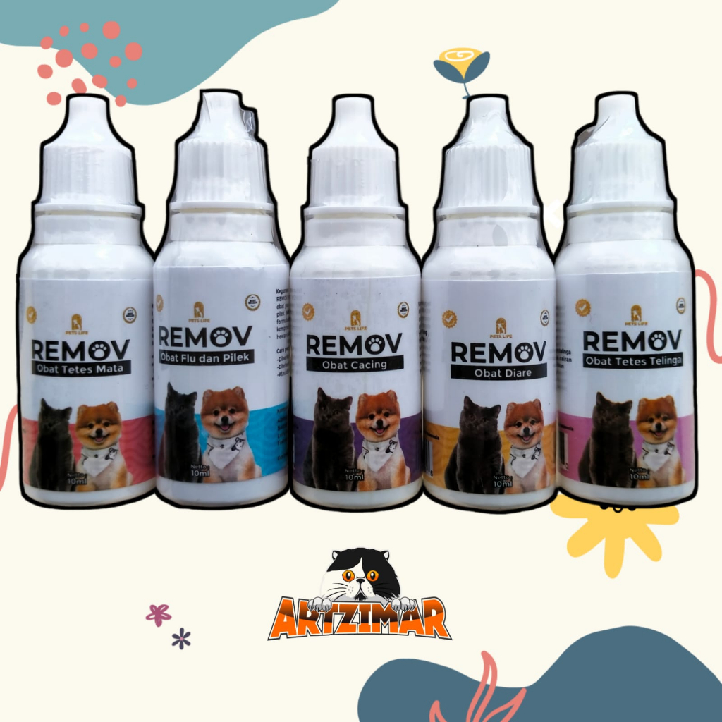 REMOV Obat Tetes Untuk Kucing Sakit 10ml - Obat Flu,Mata,Diare,Cacing,Telinga