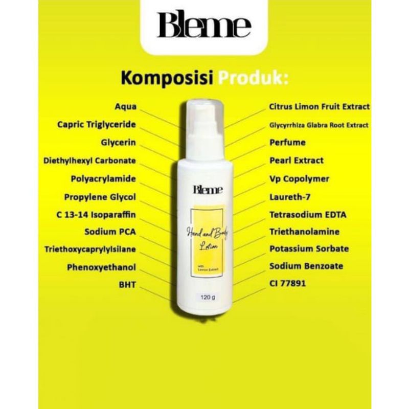 Bleme hand and body Lotion whitening body BPOM