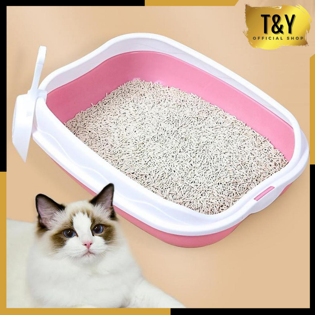 T&amp;Y Litter Box Hewan Peliharaan FREE Sekop Pasir Tempat Buang Kotoran Kotak Kotoran Untuk Kucing Toilet Hewan Peliharaan