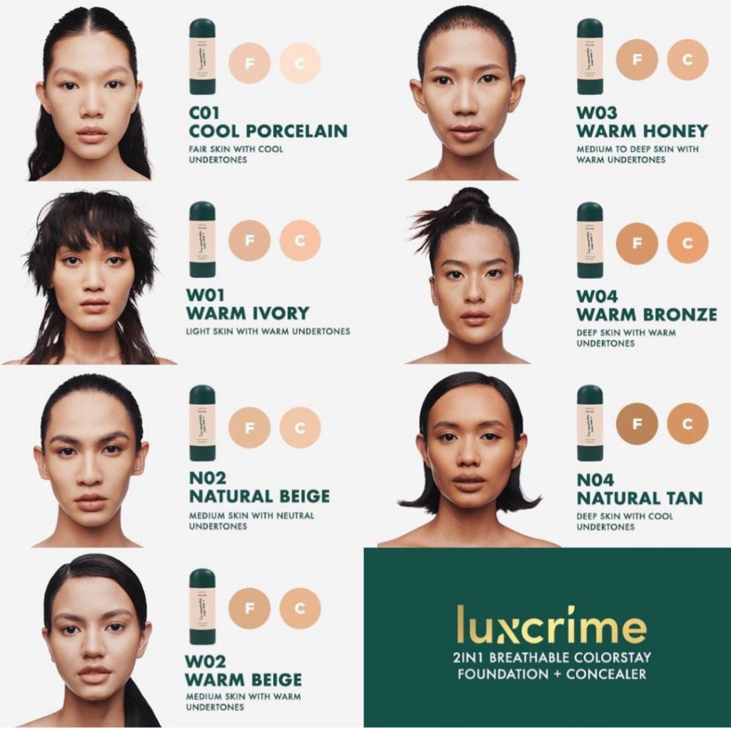 LUXCRIME 2in1 Breathable Color Stay: Foundation &amp; Concealer W01 Warm Ivory