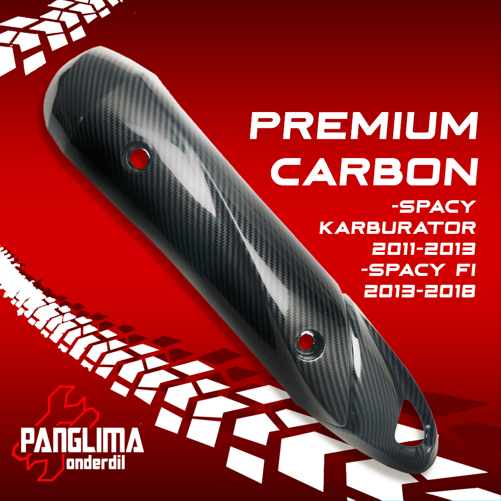Pelindung Knalpot Hitam-Karbon-Carbon Honda Spacy Karbu-Karburator-FI-F1 Cover Tutup-Penutup-Tameng Kenalpot-Muffler-Exhaust