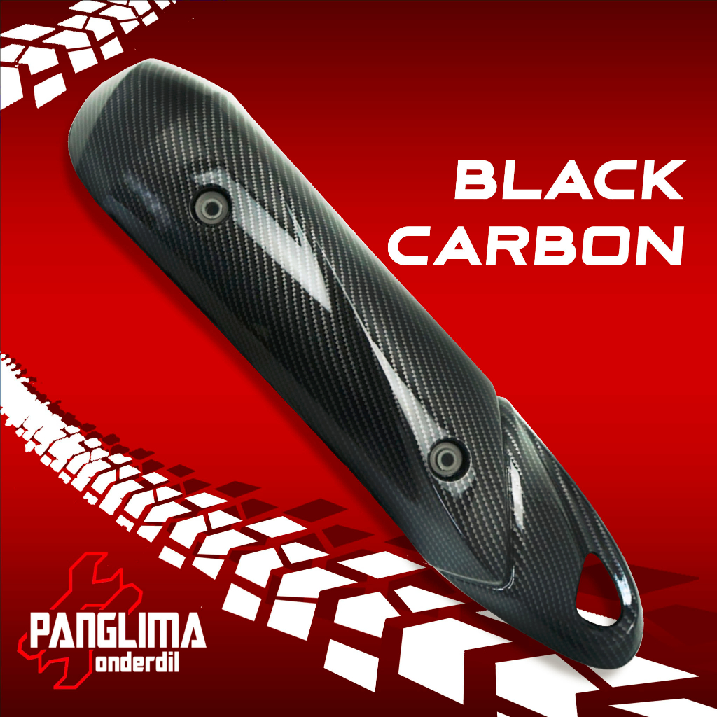 Pelindung Knalpot Hitam-Karbon-Carbon Honda Spacy Karbu-Karburator-FI-F1 Cover Tutup-Penutup-Tameng Kenalpot-Muffler-Exhaust