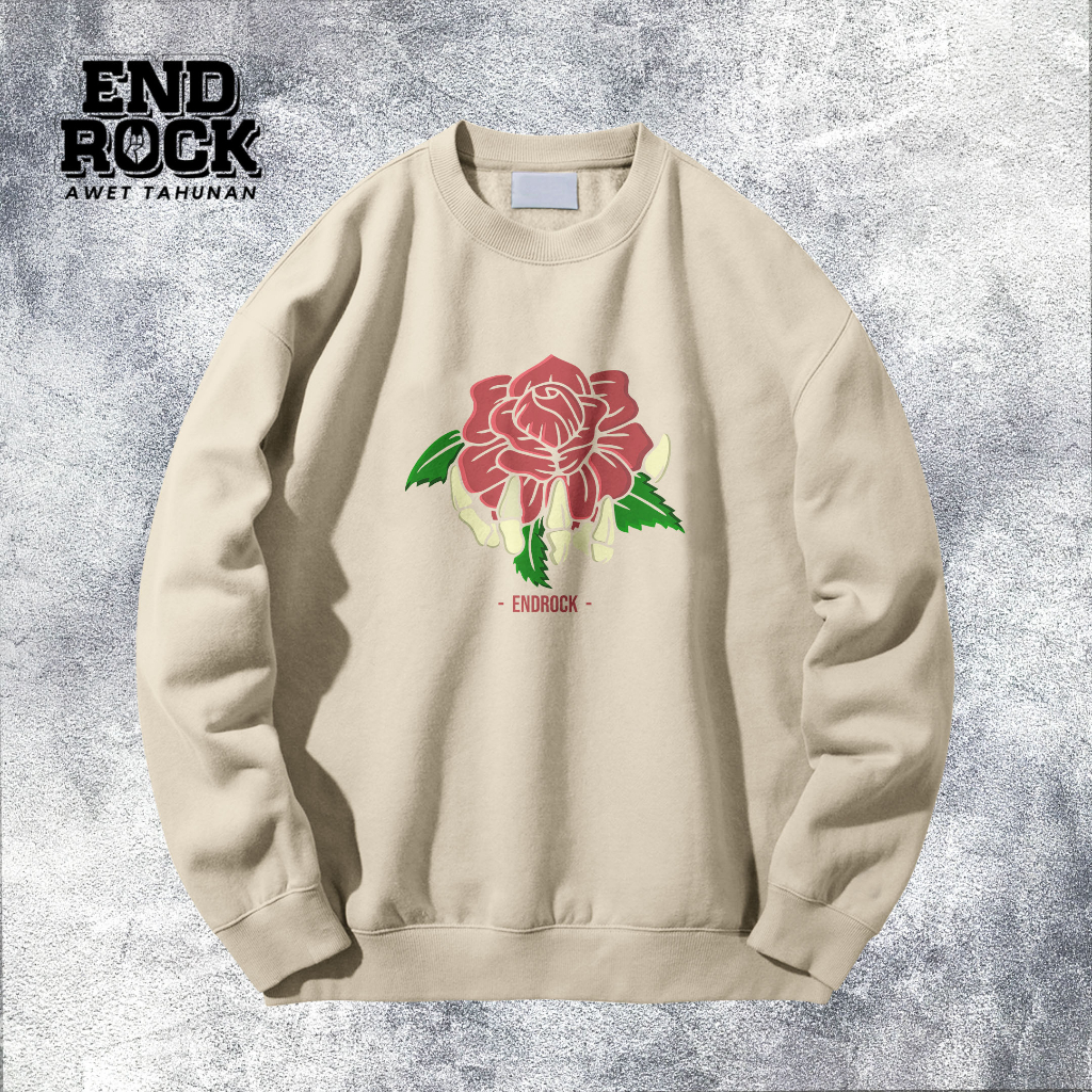 Crewneck Exclusive Original Endrock Tema Rose Skull DTFS135