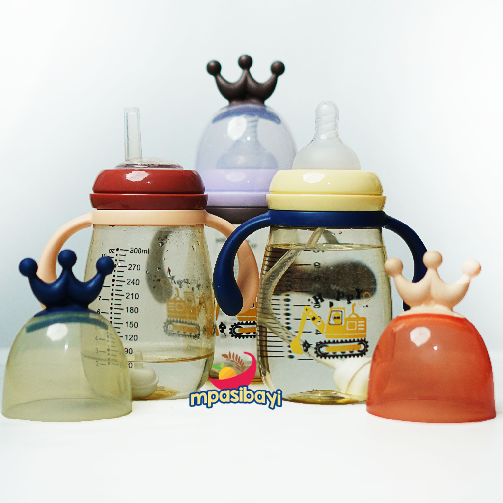 Botol Minum Anak 2 in 1 Tritan Anti Tumpah Dengan Dot Dan Sedotan