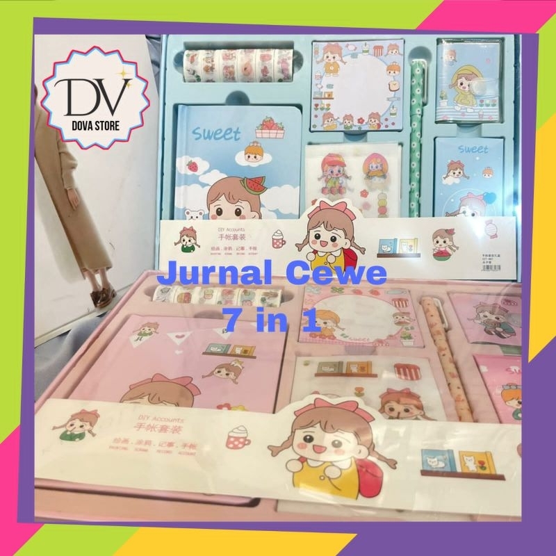 

JURNAL CEWE 7 IN 1 PAKET ALAT TULIS MOTIF CEWE JURNAL LUCU WARNA RANDOM