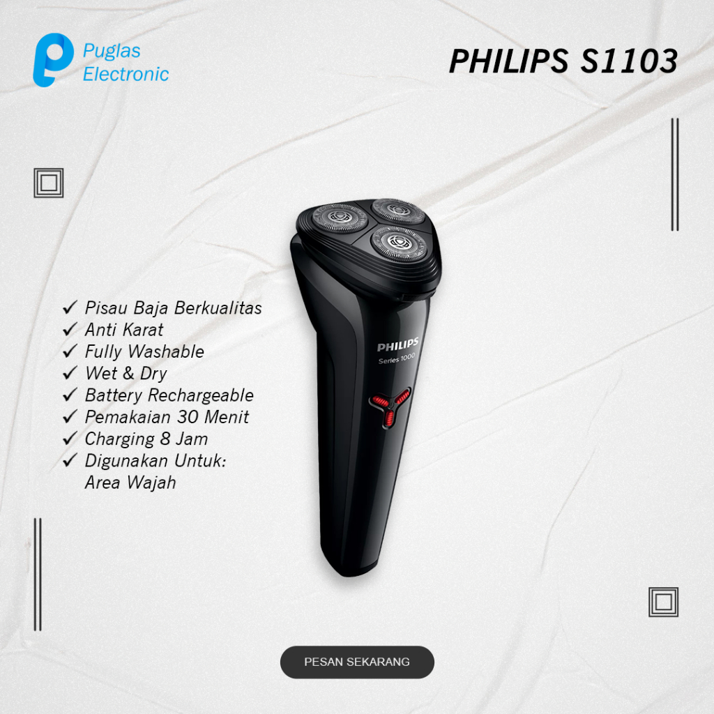 Mesin Cukur Elektrik Philips S1103 Alat Pencukur Kumis Jenggot Electric Travel Shaver