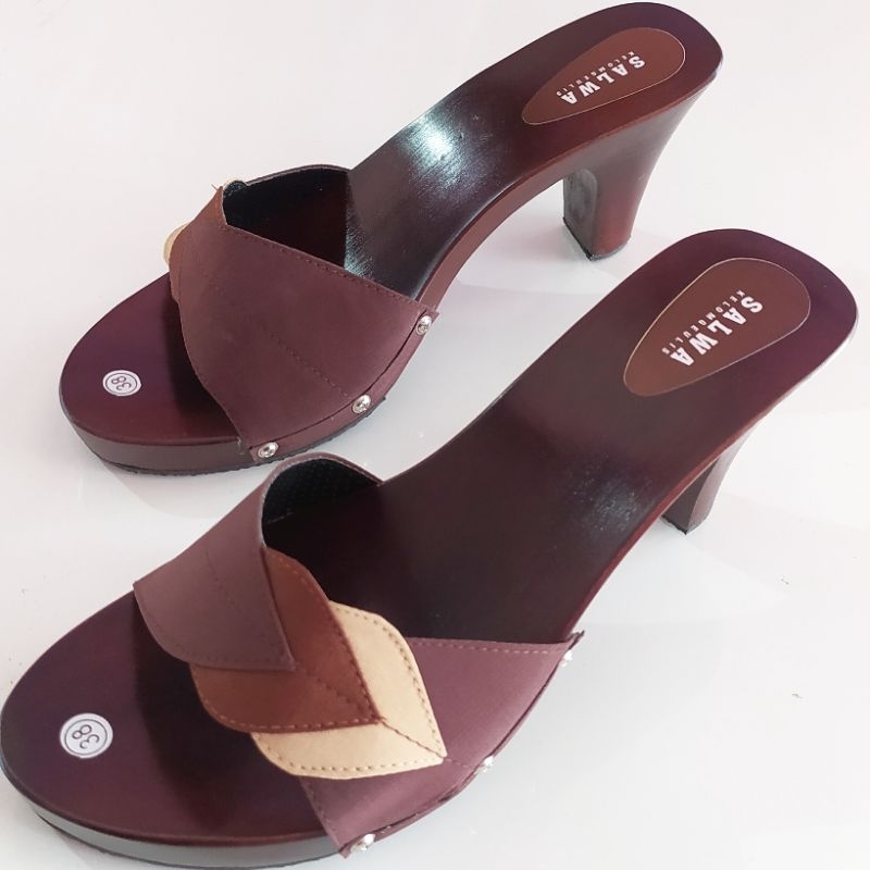Sandal kayu heels wanita/kelom geulis heels/sandal kelom heels 7cm