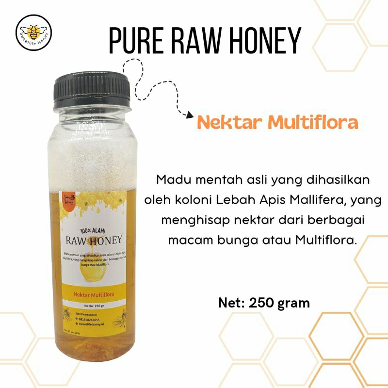 

Madu Murni Mentah Madu Asli Nektar Multiflora 250gram Pure Raw Honey