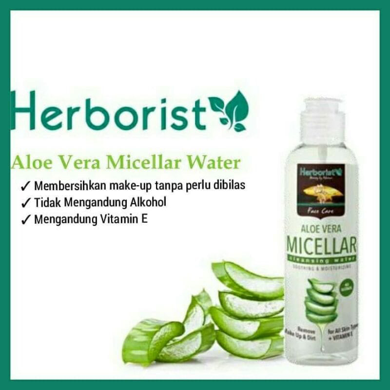 `ღ´ PHINKL `ღ´ Herborist micellar Aloe Vera bahan alami dari lidah buaya pembersih wajah sekali usap untuk angkat bedak foundation