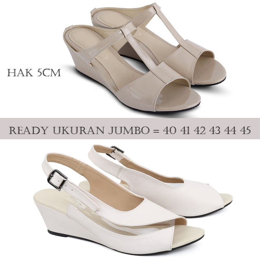 AURRA Sandal Sepatu Wedges Wanita Big Size 40-45 Sendal Pesta Casual Formal Ukuran Besar Jumbo