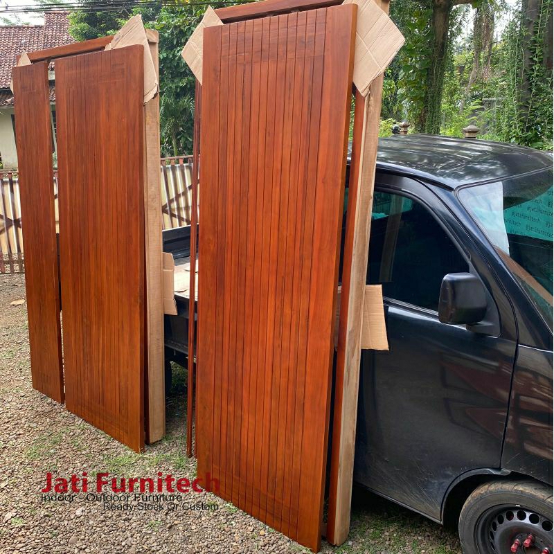 pintu utama finishing wallnut doff - pintu utama kayu jati