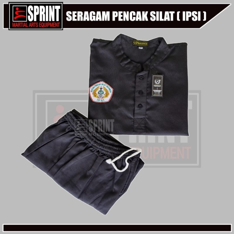 Baju IPSI - Seragam Silat IPSI - Sakral Silat Pemula Standar IPSI Model Kancing Lengkap Hitam
