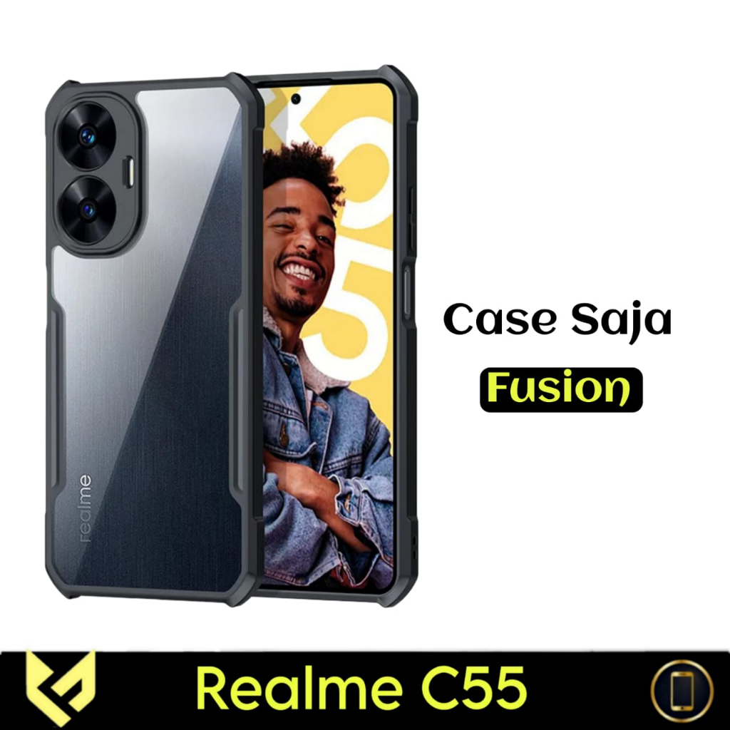 PROMO Paket 3IN1 Case Fusion For REALME C55  Case Fusion Shockpoof Free Tempered Glass Camera &amp; Garskin - FIDS STOR