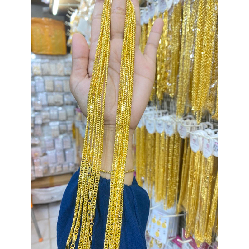 Kalung Lempis 3 Suku 75cm / lapis emas 24k