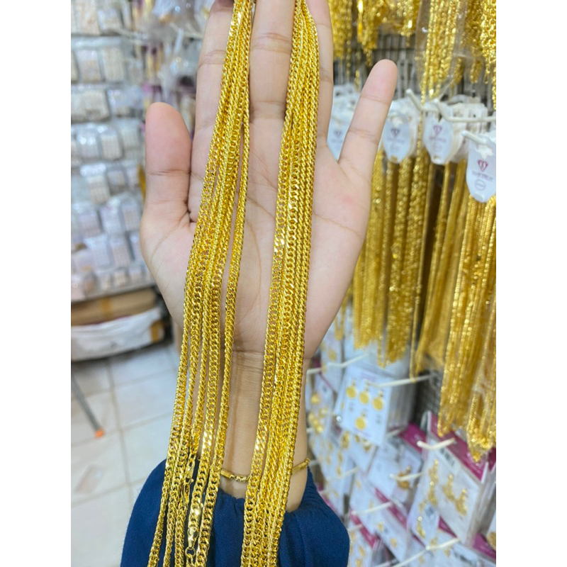 Kalung Lempis 3 Suku 75cm / lapis emas 24k