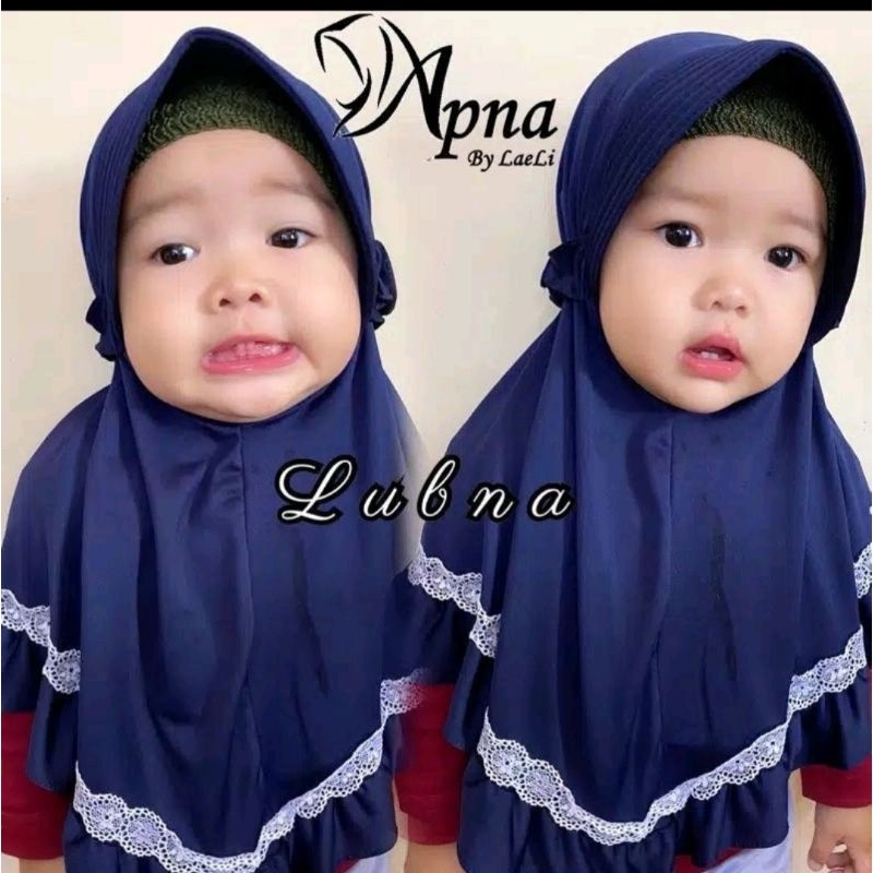 jilbab anak bayi renda tali karet,hijab anak bayi 0-3 tahun