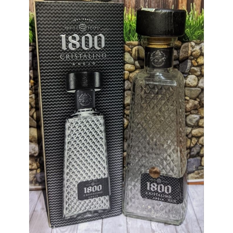 botol bekas minuman miras import 1800 Cristalino Anejo/Hiasan rumah/pajangan rumah/ koleksi
