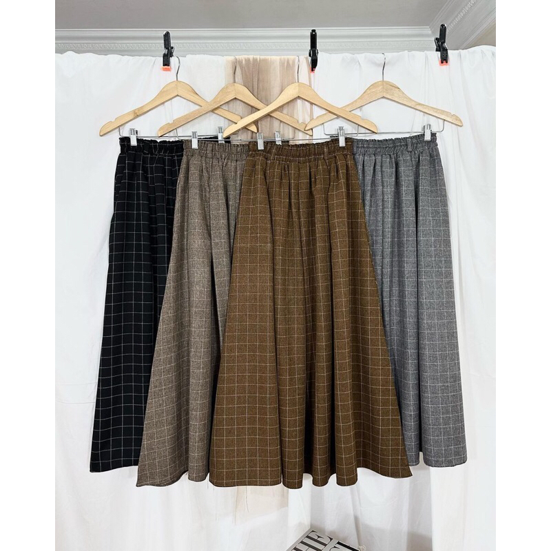 Azkya Skirt Rok Kotak Muslimah, Panjang Tartan