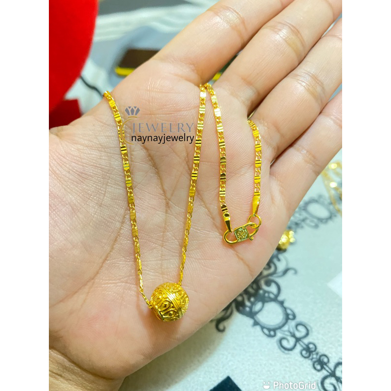 Kalung Tempe bola lapis emas 24k