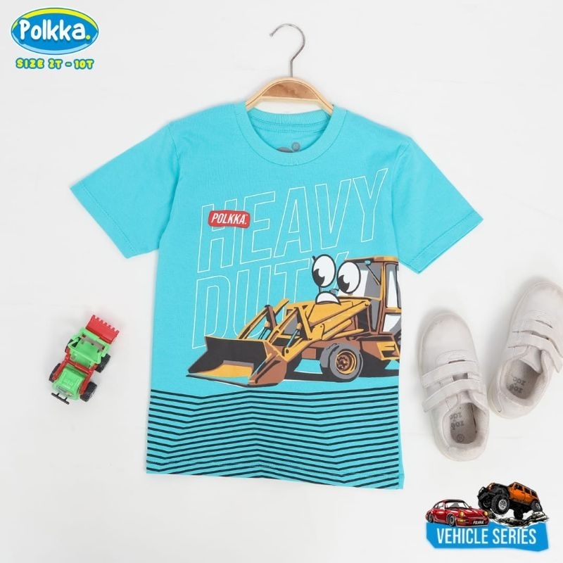 KHUSUS GROSIR 2-10T Kaos Anak Original POLKKA seri Kendaraan Kaos Anak PREMIUM