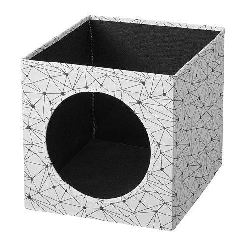 LURVIG Rumah kucing, putih / hitam, 33x38x33 cm