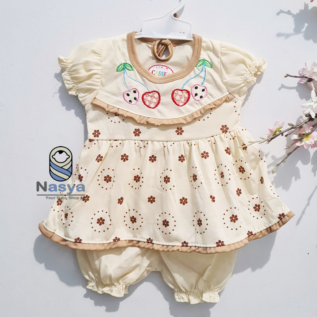 [N-020] Setelan baju bayi perempuan / baju anak 0-6 bulan dengan renda kecil