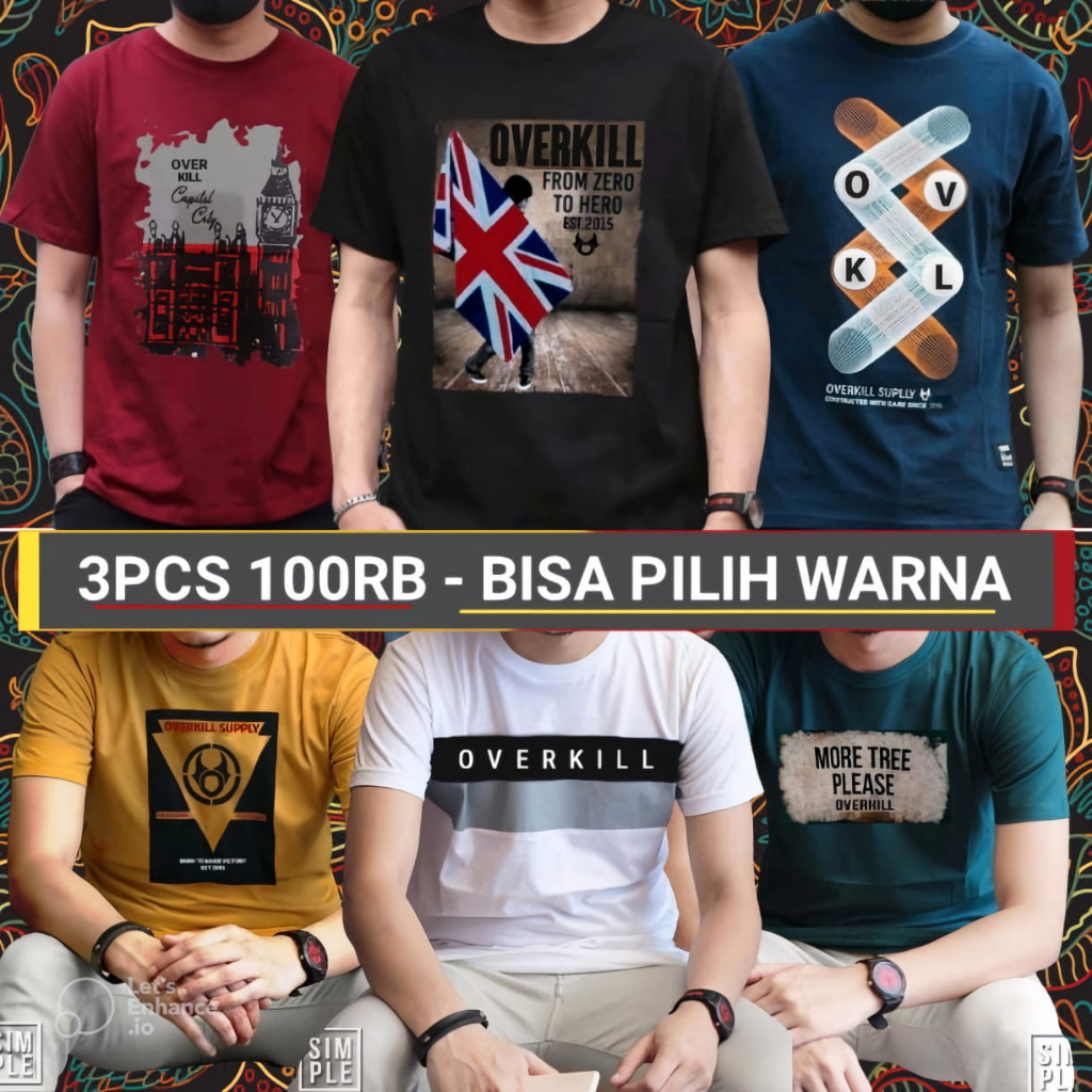 PAKET isi 3 PCS  Kaos Pria Distro Lengan Pendek murah Terlaris T Shirt Unisex cowok Dan Wanita