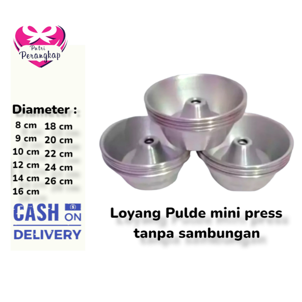 Loyang Pulde Mini / Cetakan Bolu Kecil | Bahan Aluminium - Ukuran 8/9/10/12/14/16/18/20/22/24/26/28/