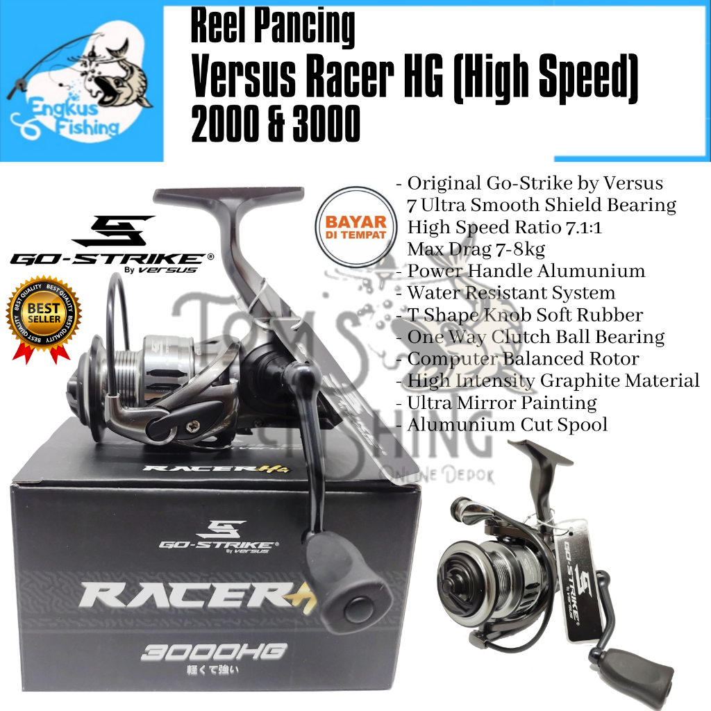 Reel Pancing Go Strike Versus Racer HG 2000 / 3000 (7.1:1) Power Handle Murah - Engkus Fishing